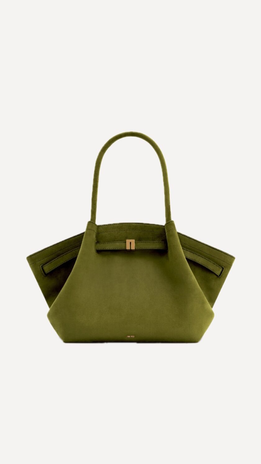 Large faux suede tote bag(green)