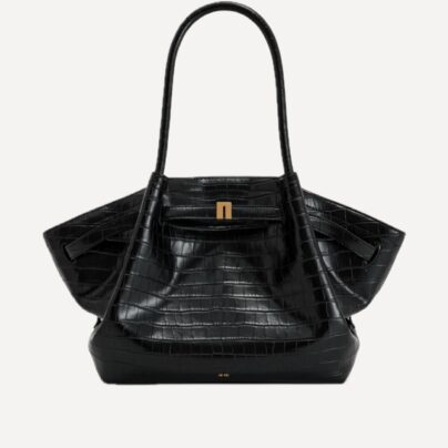 Large tote bag (black crocodile)